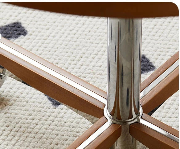 Retro solid wood round table with rollers