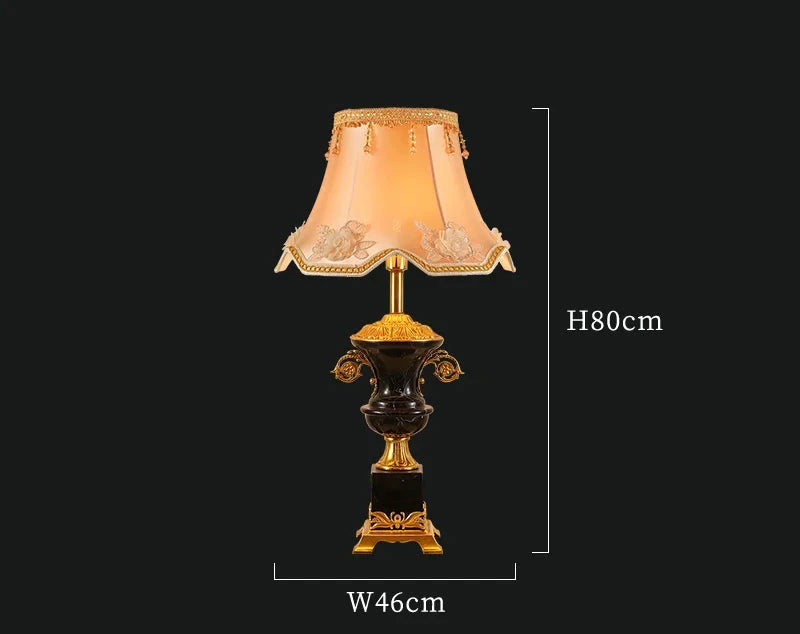 French Luxury Brass Fabric Table Lamp