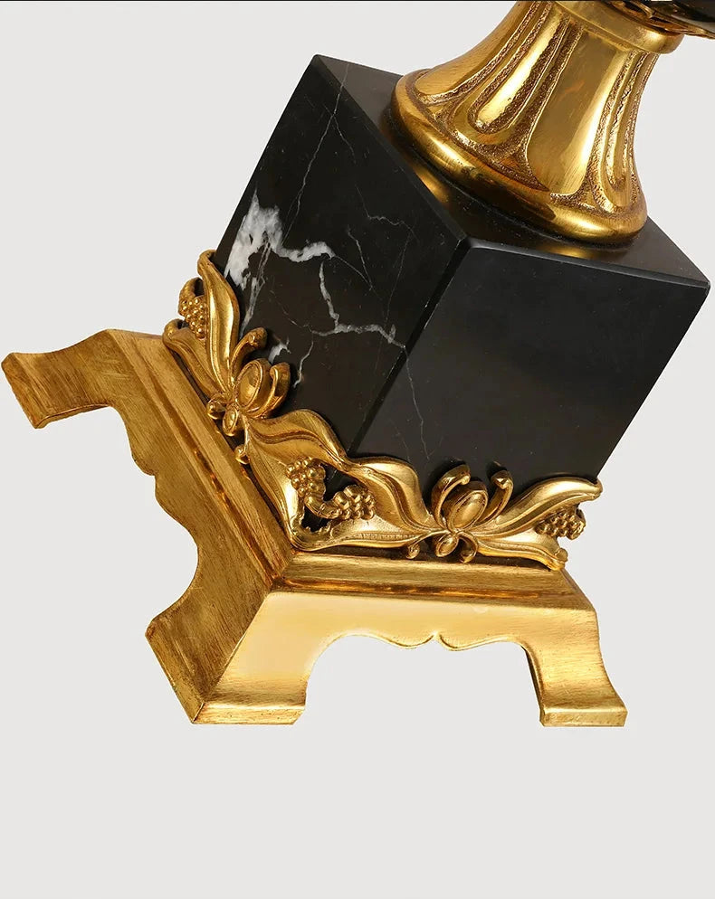 French Style Full Copper Marble Table Lamp