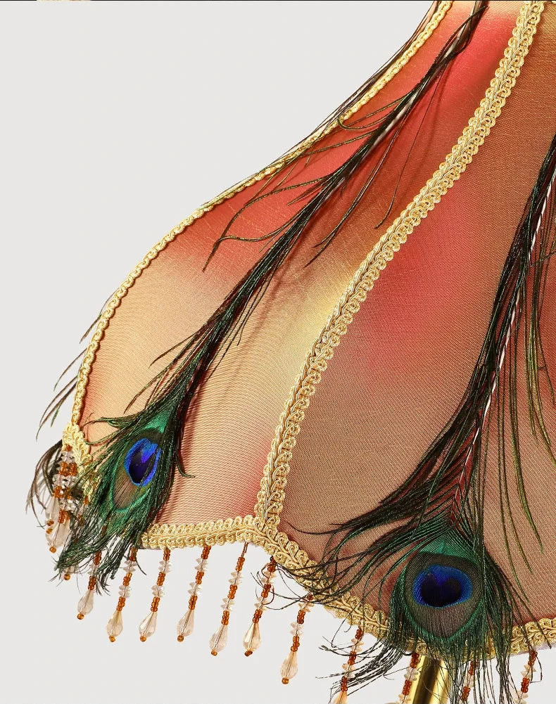 Copper Peacock Table Lamp