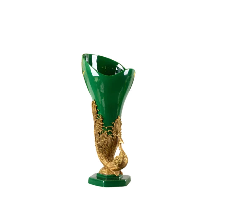 Brass with ceramic vase, pot, decoration ornament