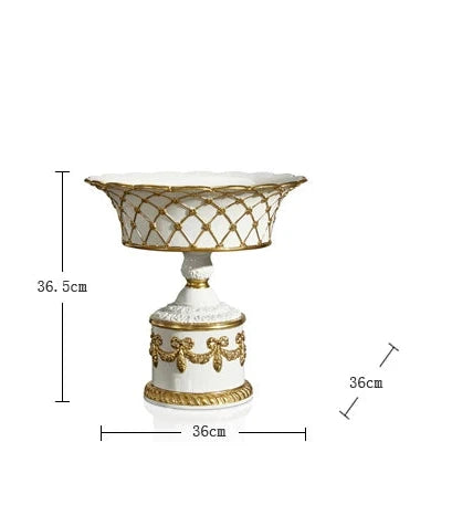 Modern White round Seat Lotus Mouth Ceramic Copper Fruit Pot