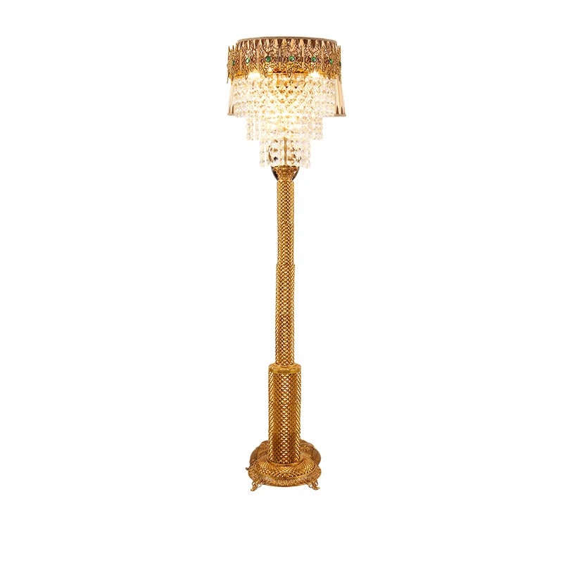 French Crystal Copper Standing Floor Lamp