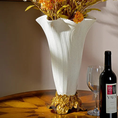 Modern White Ceramic with Copper Vase