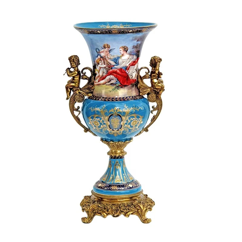 Luxury Blue Hand-painted Vase