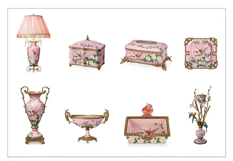 Hand Painted Flower and Bird Ceramic Decoration set