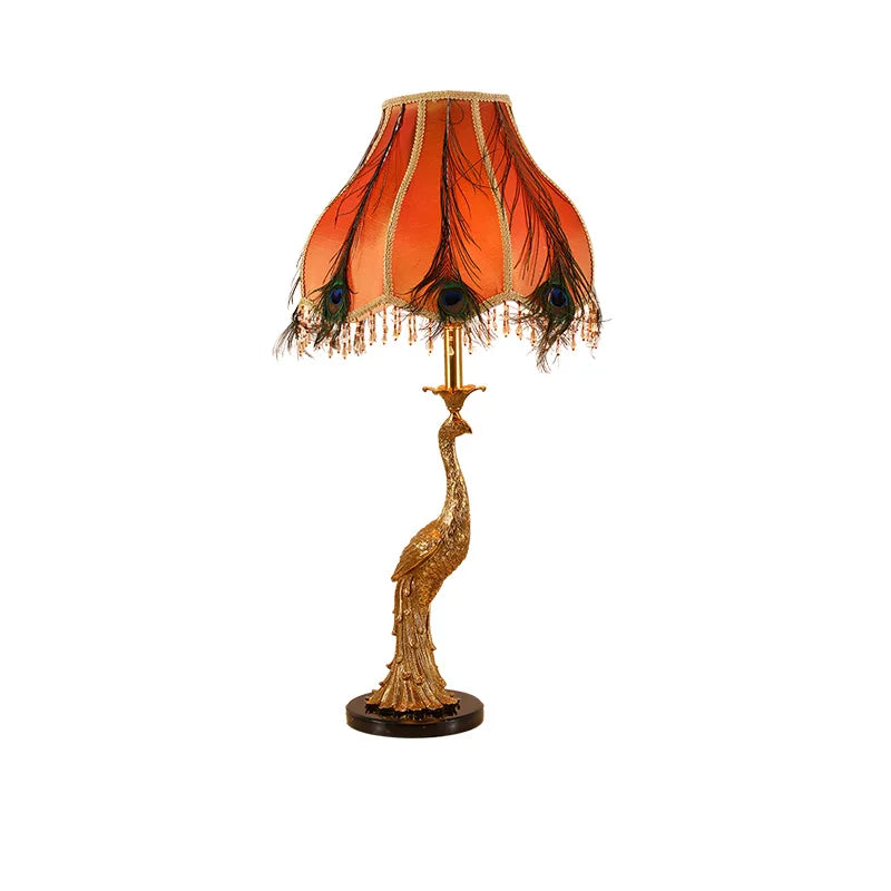 Copper Peacock Table Lamp