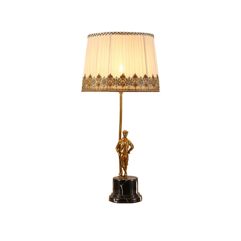 Luxury Modern Decorative Table Lamp with Golden Statue Base
