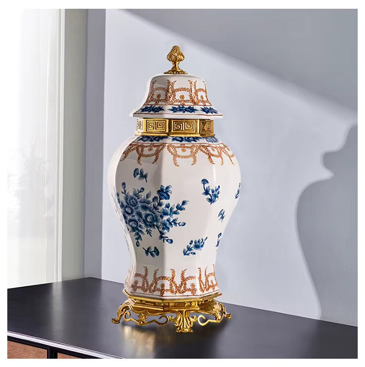 Hand Painted - Blue and white ceramic ornament set