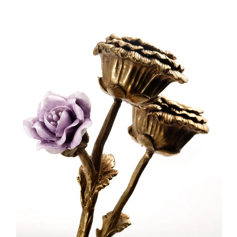 Bronze Statue Candlestick Holder with ceramic