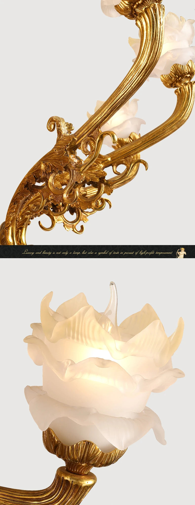 Elegant French Luxury - Copper Marble Floor Lamp - 16 Lamps