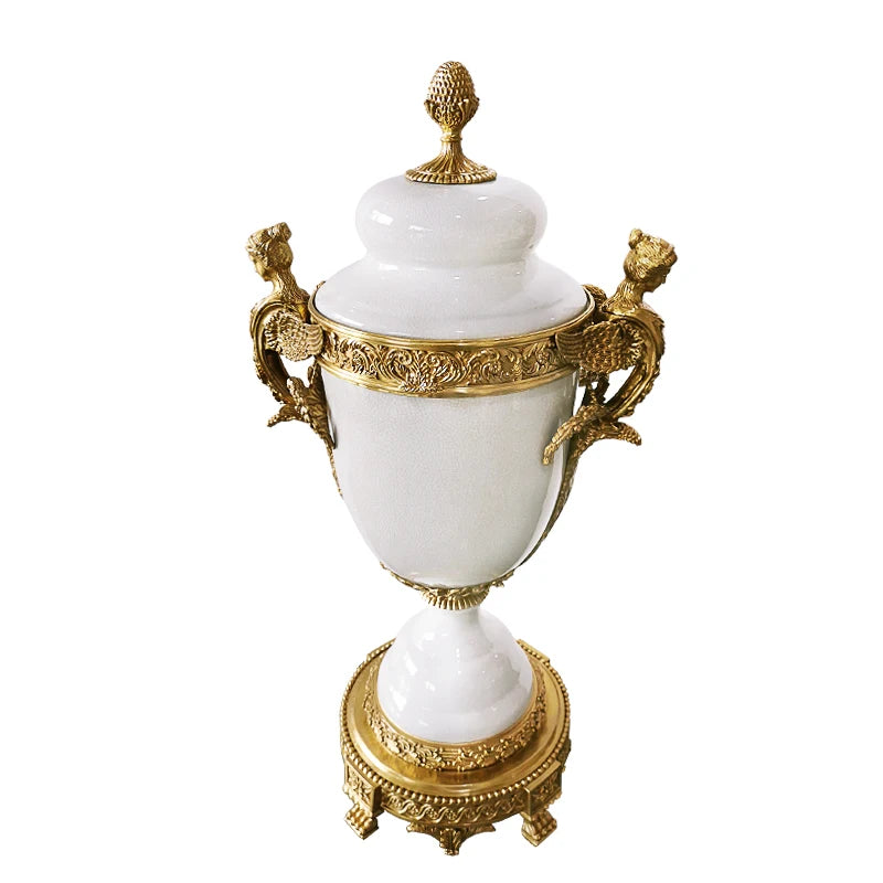 Handmade Golden Copper Angle Decorative Ceramic Storage Bottles & Jars with Lid