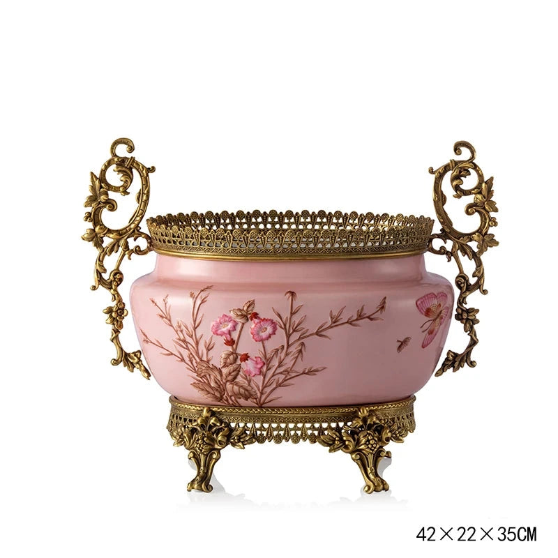 Pink Ceramic with copper decoration ornaments