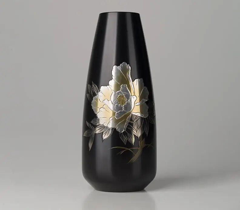 Pure Brass Peony Vase Bottle Bronze Pot