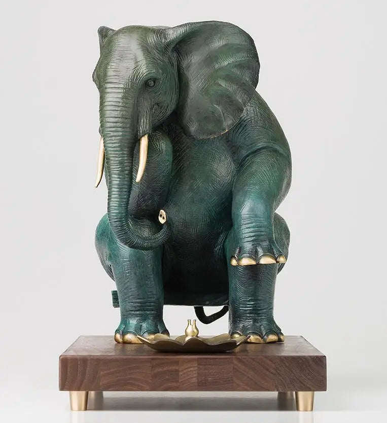 Brass think deeply Elephant abstract sculpture Incense holder Decoration