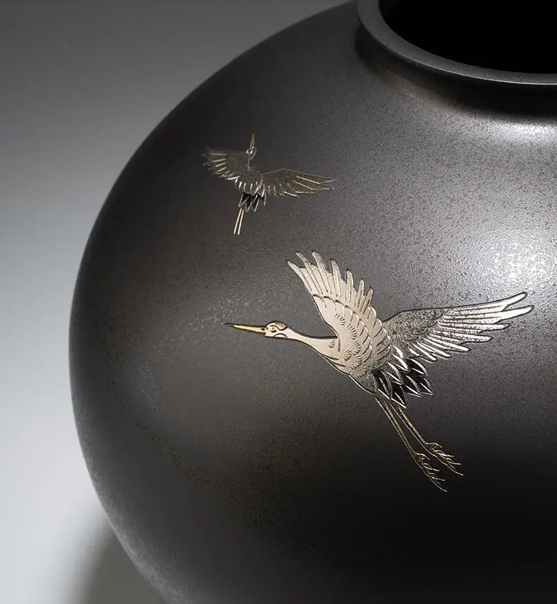 Pure Brass Five feather cranes Vase Pot