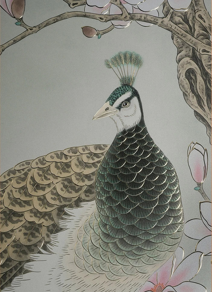 100% Hand-carved bronze peafowl decorative paintings porch paintings murals -limited edition