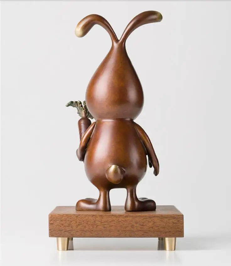 Pure Brass carrot-root rabbit hare abstract sculpture