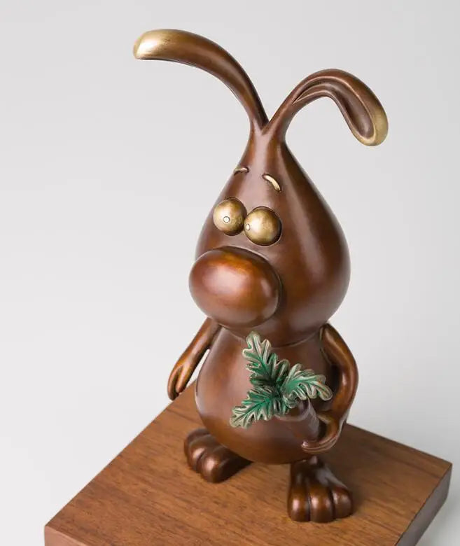 Pure Brass carrot-root rabbit hare abstract sculpture