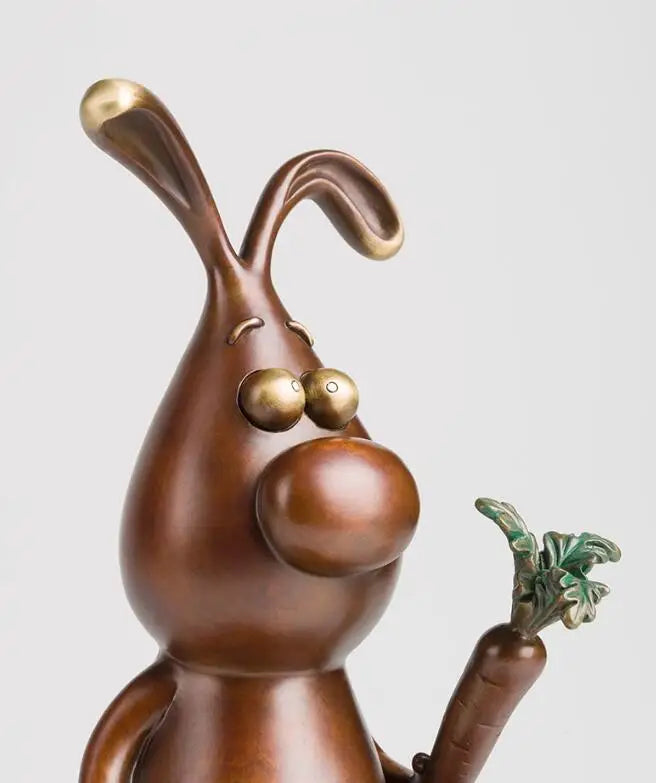 Pure Brass carrot-root rabbit hare abstract sculpture