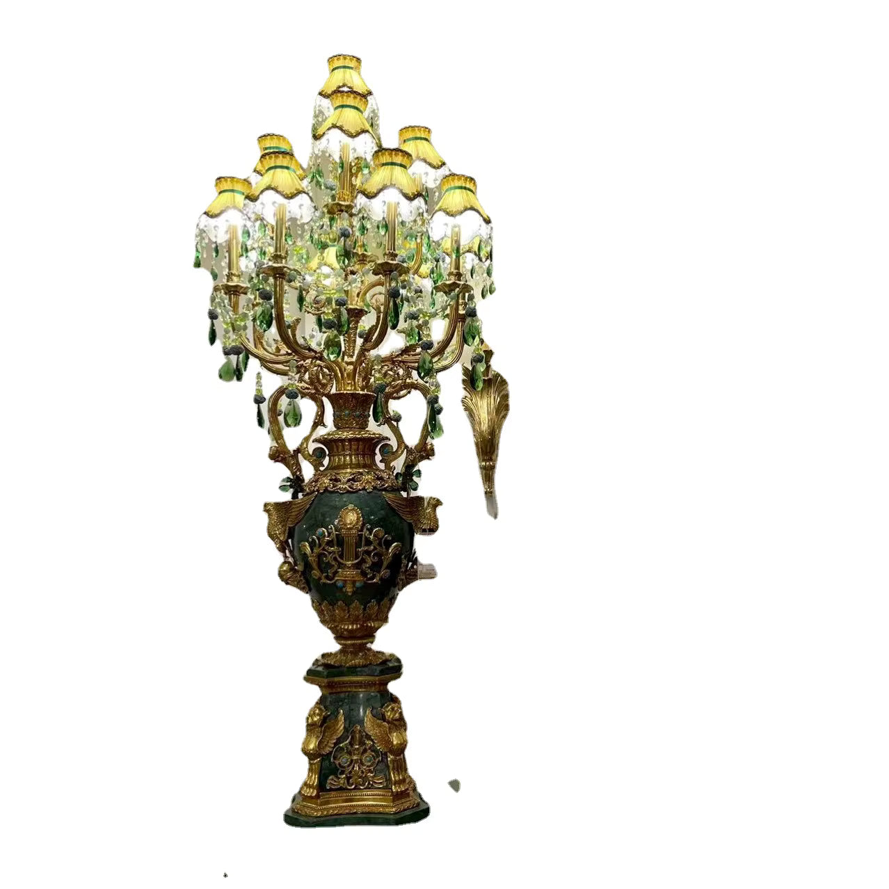 Luxury Bronze Floor Lamp with Marble Base – European Style Decorative Lighting