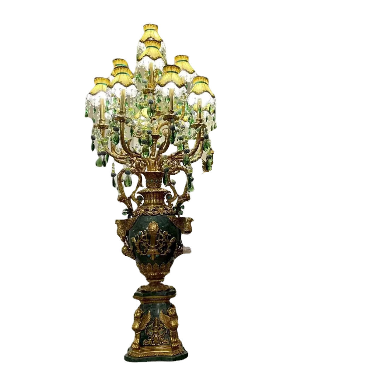 Luxury Bronze Floor Lamp with Marble Base – European Style Decorative Lighting