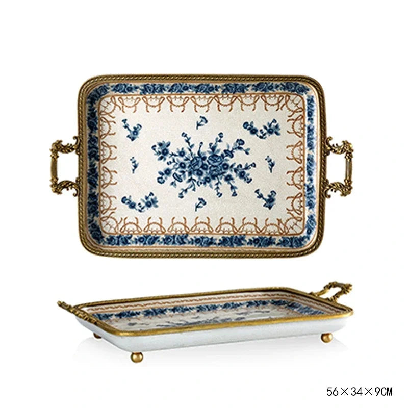 Hand Painted - Blue and white ceramic ornament set