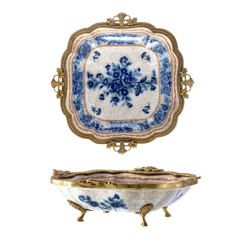 Hand Painted - Blue and white ceramic ornament set