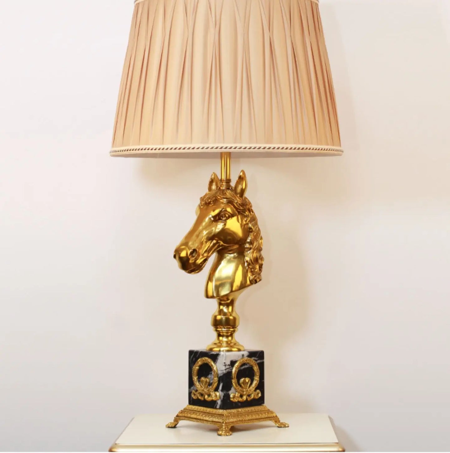 French Full Copper Horse Head Table Lamp