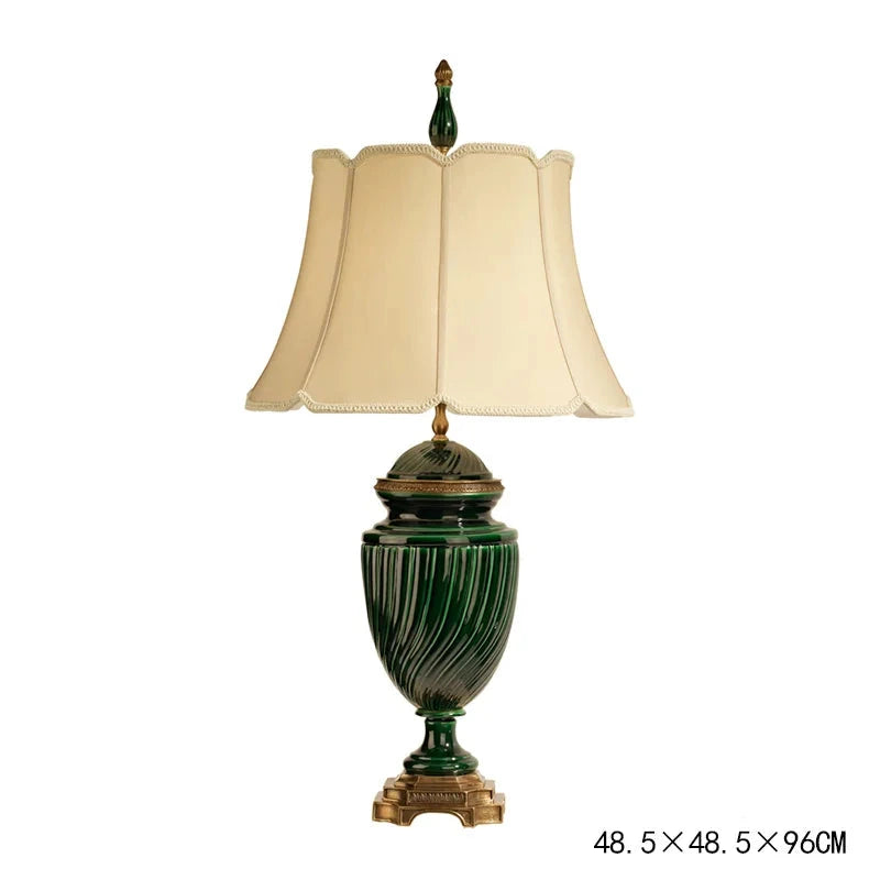 Luxury Decorative table lamp with green base and beige shade- Elegant vase for Luxury home decor 