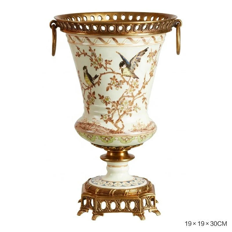 Hand-painted French luxury porcelain with brass decoration Ornaments