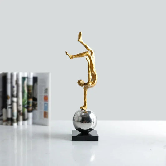 Golden Sports Inverted Figure Sculpture Decoration Ornament