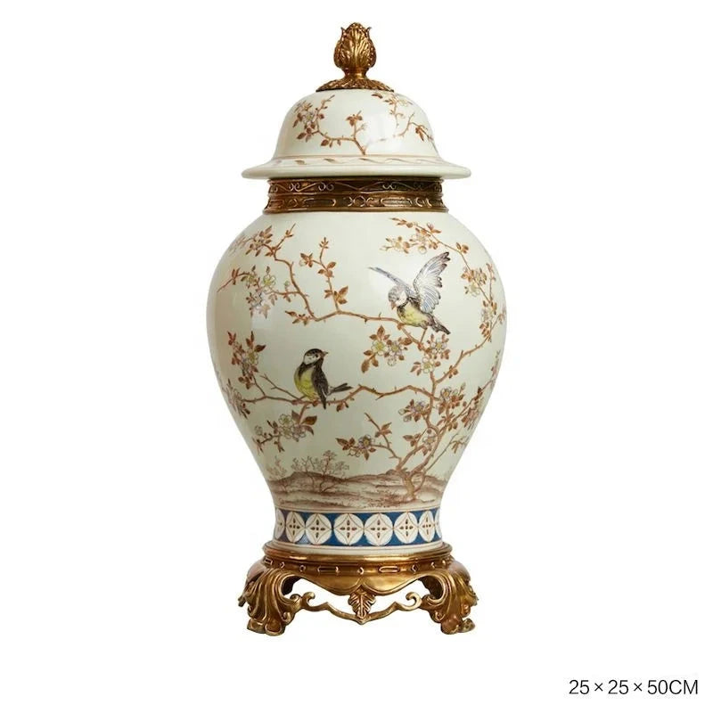 Hand-painted French luxury porcelain with brass decoration Ornaments