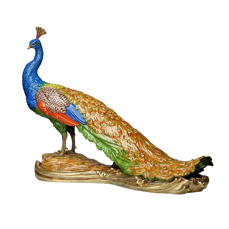 Ceramic and Copper Decorative Peacock