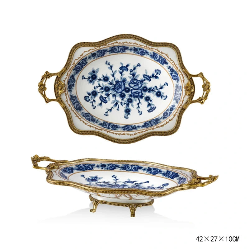 Hand Painted - Blue and white ceramic ornament set