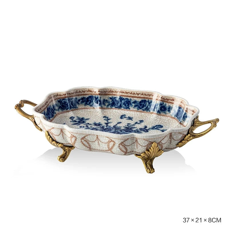 Hand Painted - Blue and white ceramic ornament set