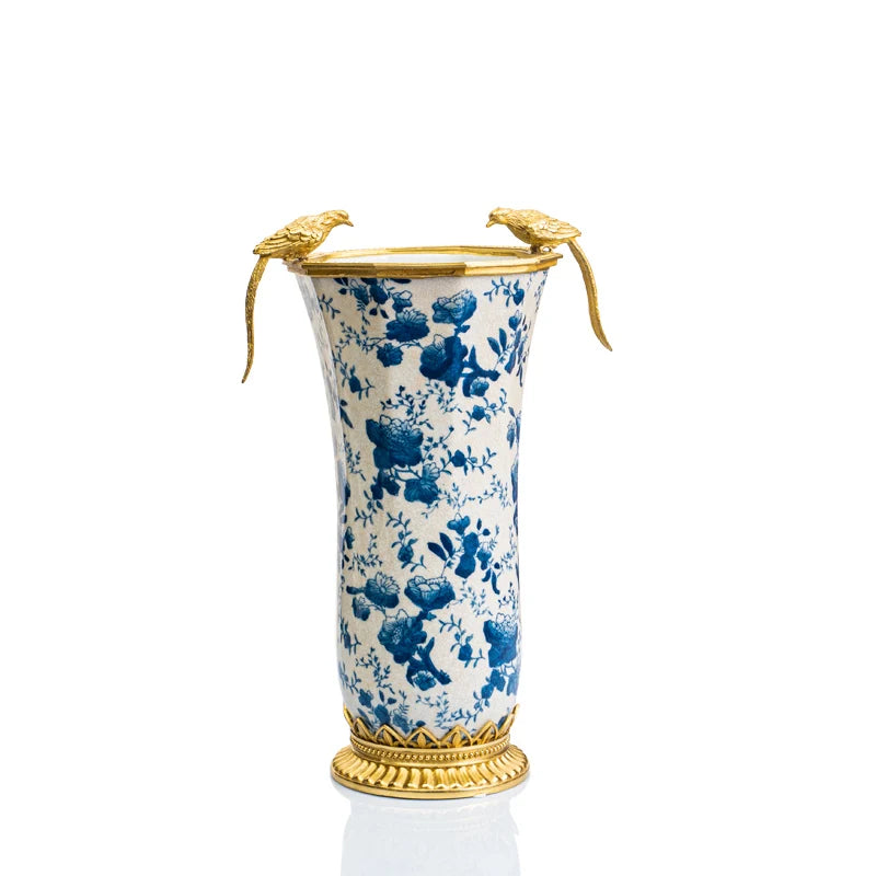 Blue and white porcelain with copper Decoration ornaments