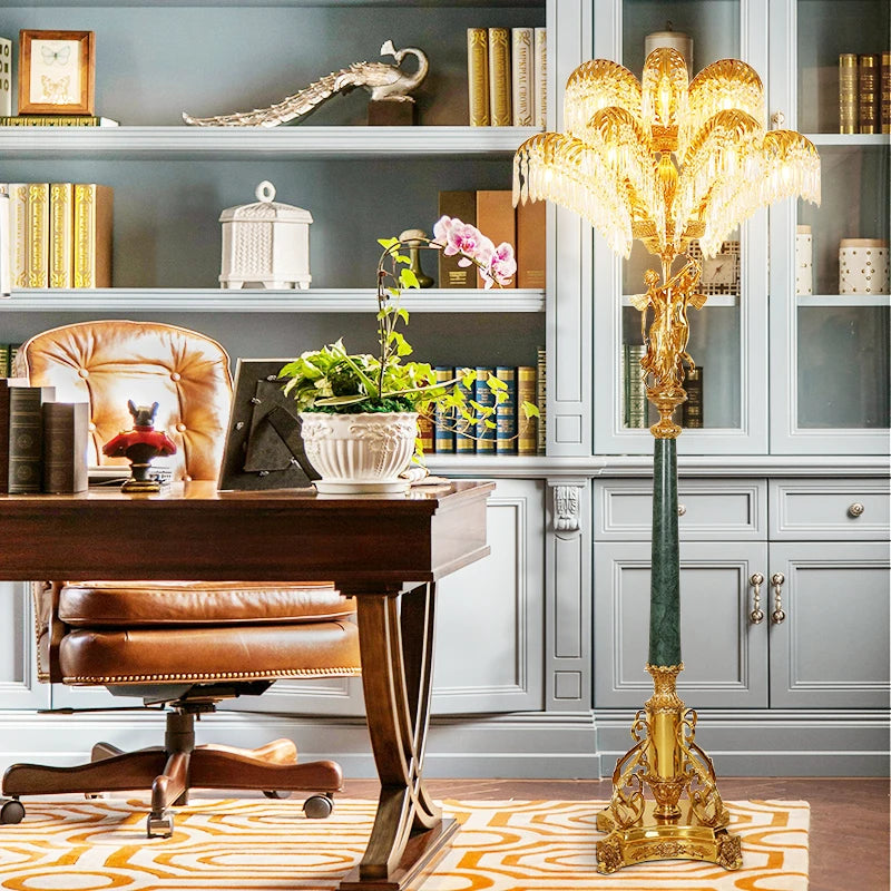 French Luxury Brass Standing Vintage Floor Lamp