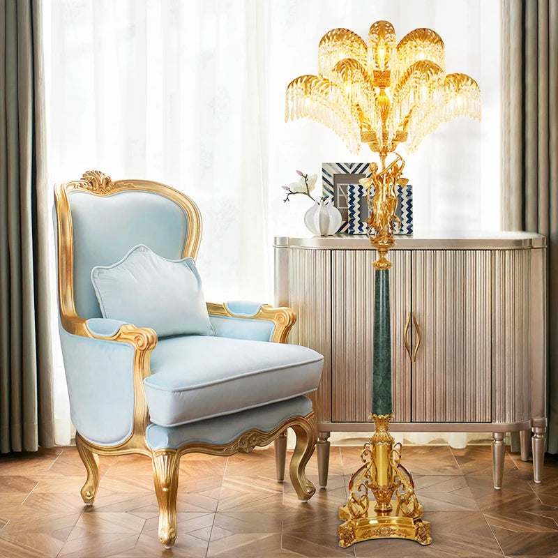 French Luxury Brass Standing Vintage Floor Lamp