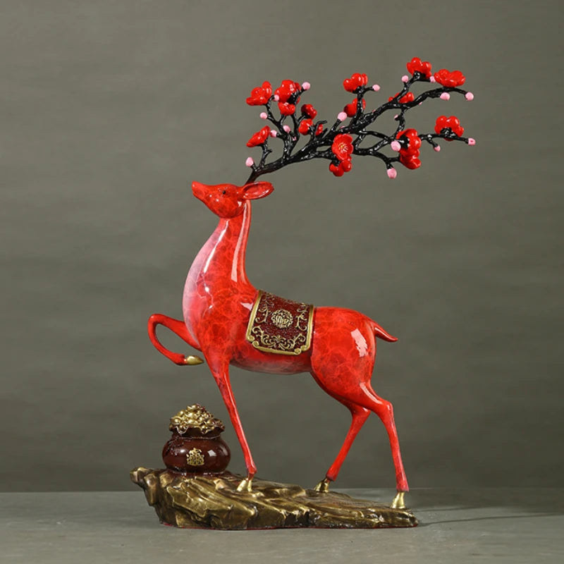 Handmade Copper deer ornaments, plum blossom deer