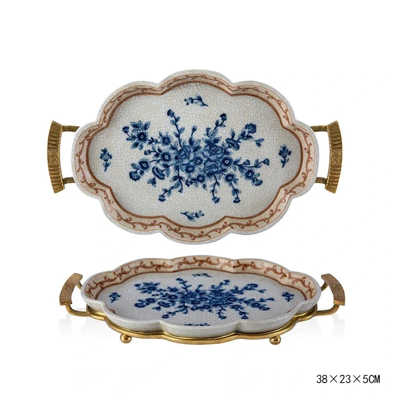 Hand Painted - Blue and white ceramic ornament set