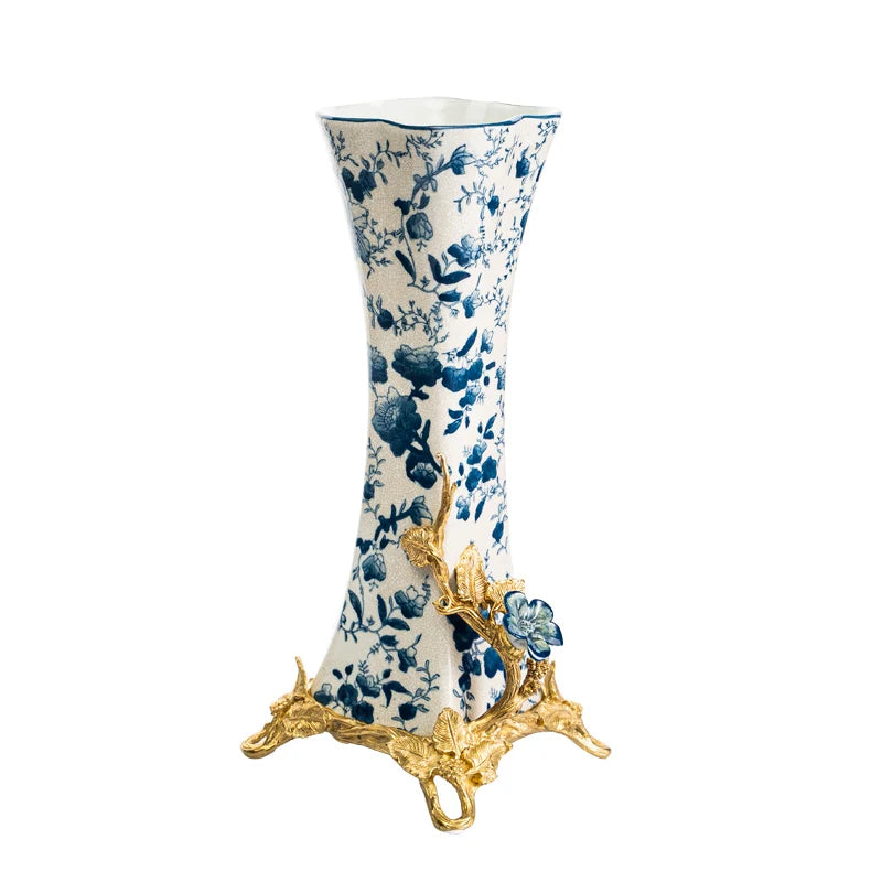 Blue and white porcelain with copper Decoration ornaments