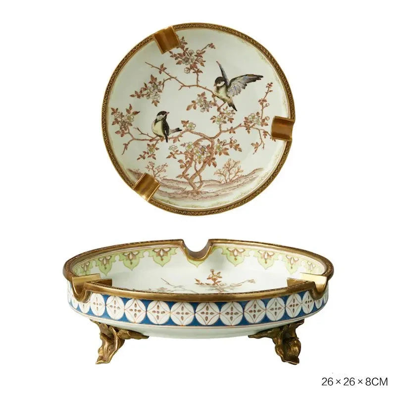 Hand-painted French luxury porcelain with brass decoration Ornaments