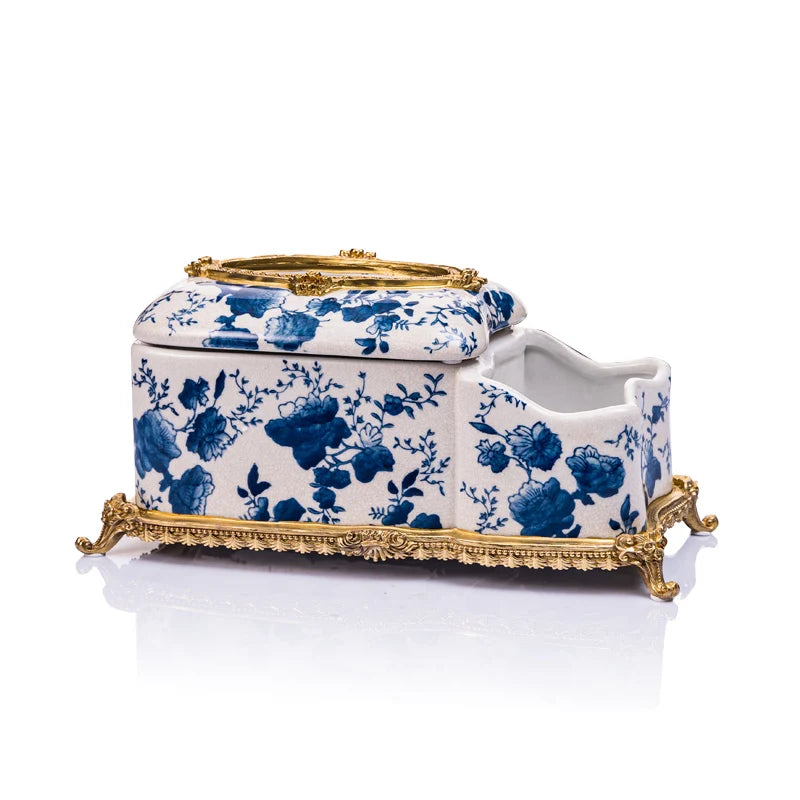 Blue and white porcelain with copper Decoration ornaments