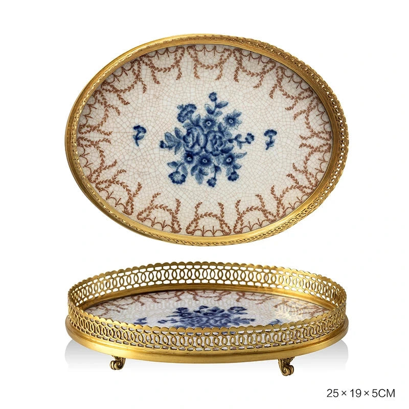 Hand Painted - Blue and white ceramic ornament set