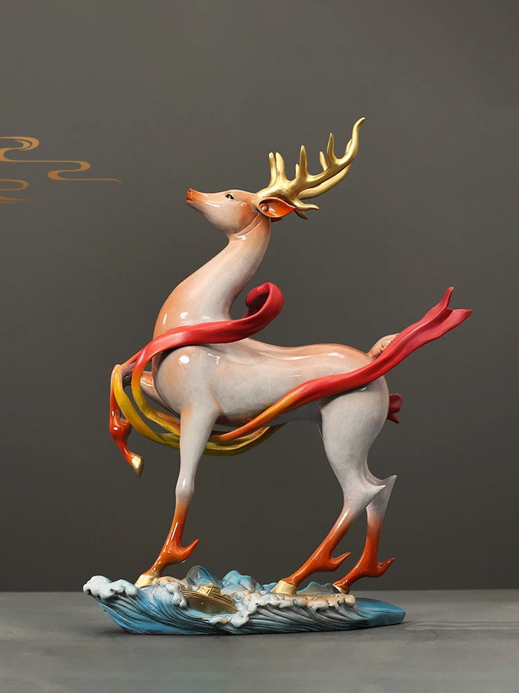 High-end brass nine-color deer ornament