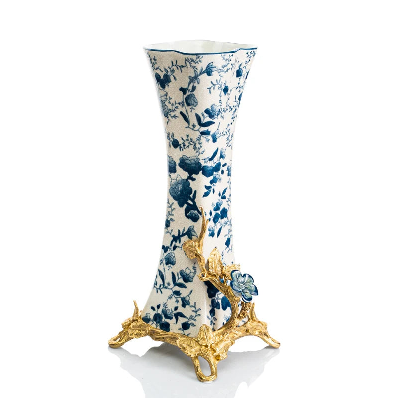 Blue and white porcelain with copper Decoration ornaments