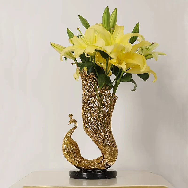 Copper Peacock Decorated Vase