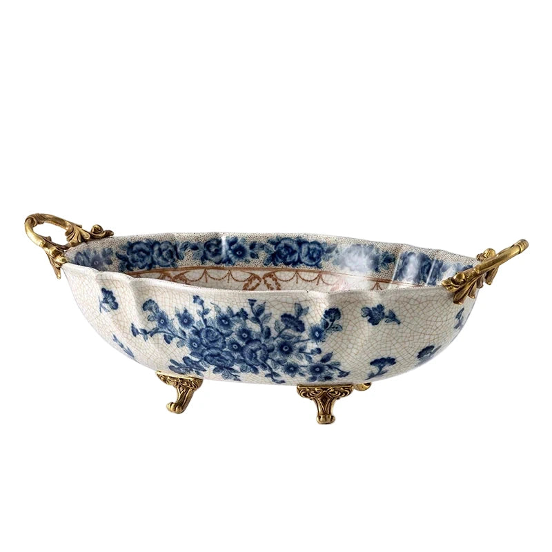 Hand Painted - Blue and white ceramic ornament set