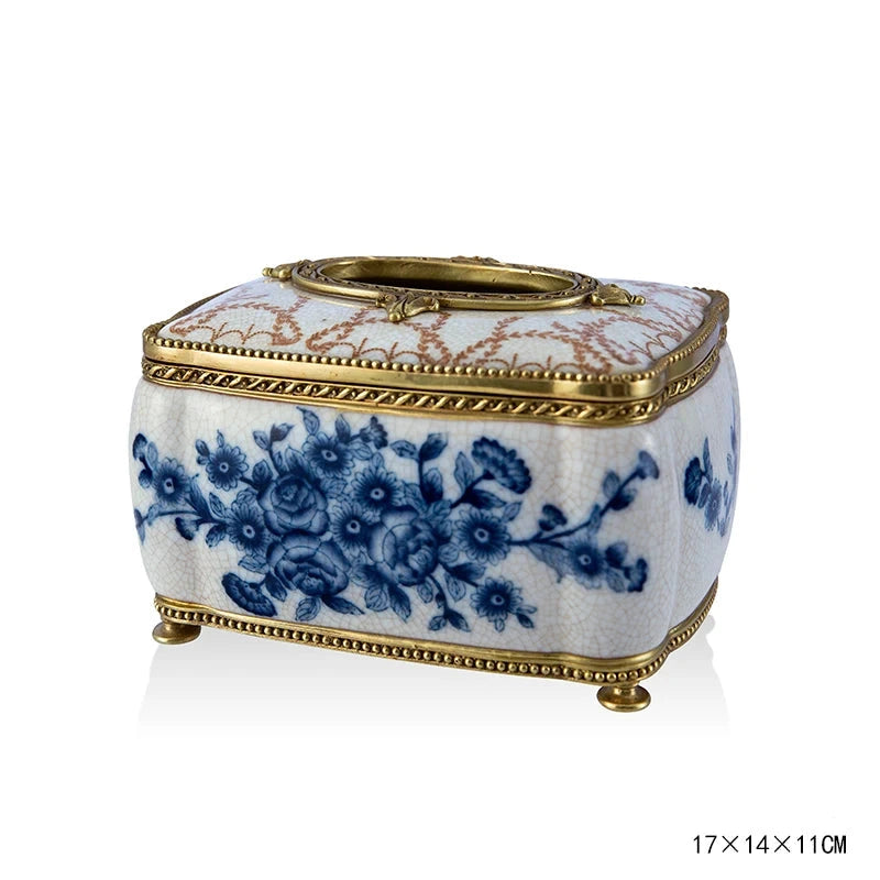 Hand Painted - Blue and white ceramic ornament set